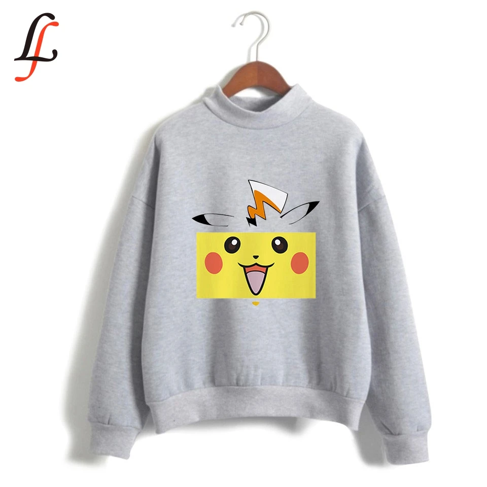 Толстовка с капюшоном и высоким воротом Pikachu Kpop Харадзюку Женская одежда