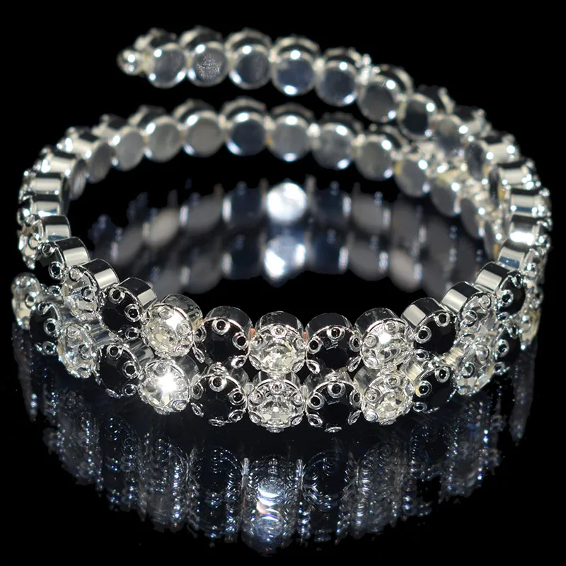 White black YLIOYE, новинка, Модный кристалл, 2 ряда, браслеты и браслеты для женщин, 8 цветов, стразы, растягивающийся браслет, браслет, ювелирные изделия - Окраска металла: White black