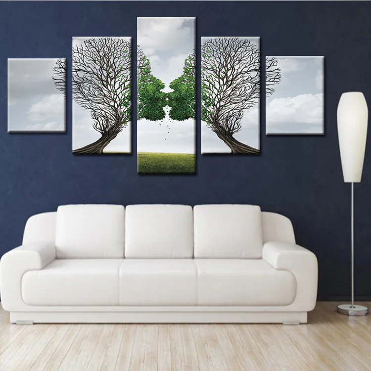 5 панелей абстрактные дерево люди серия печать холст картина Современные картины