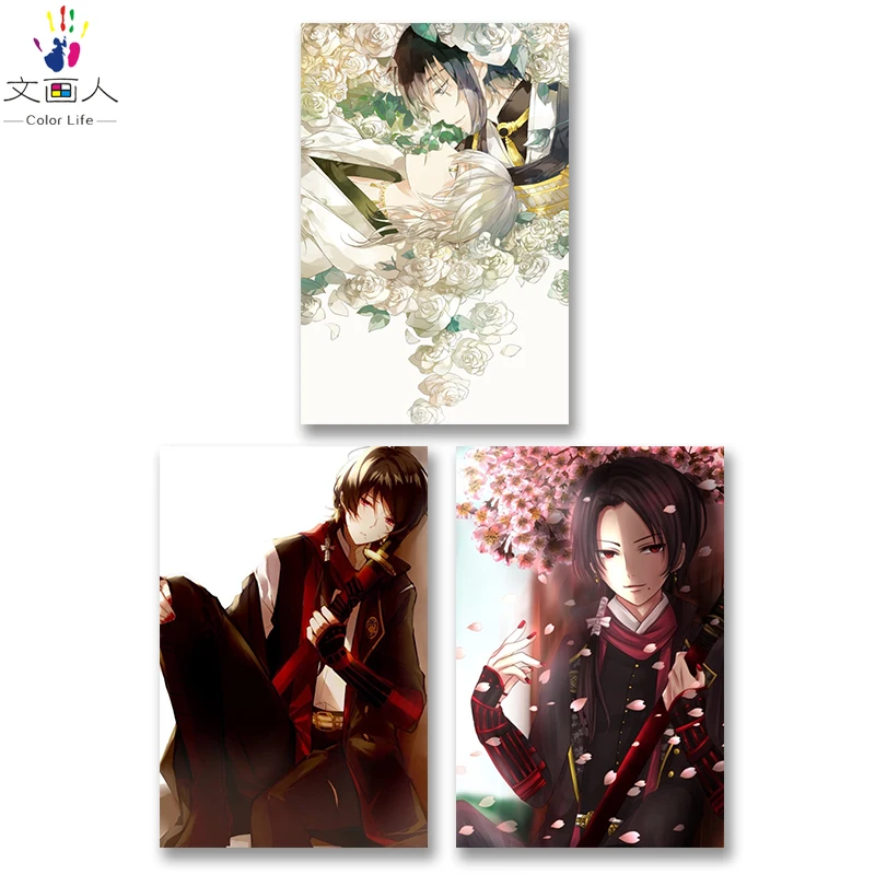 DIY картинки для раскраски по номерам с цветами Touken Ranbu онлайн игра анимация