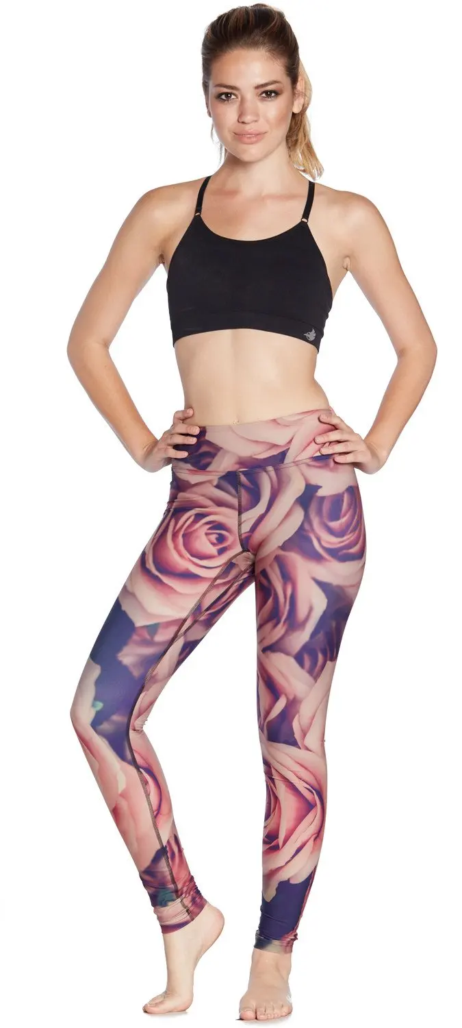 Женские брюки с высокой талией облегающие для фитнеса цифровым 3D цветочным