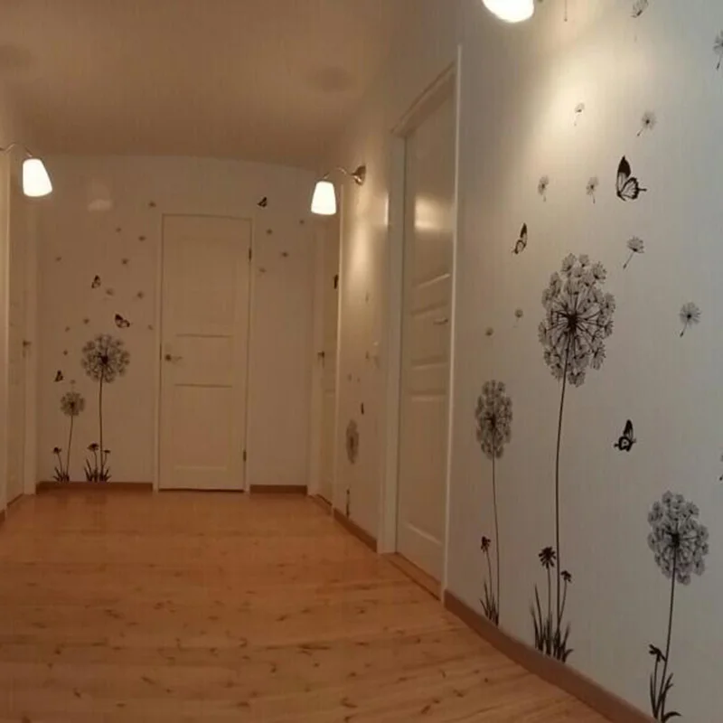 DIY летающие Одуванчики цветы бабочки настенные наклейки для гостиной спальни