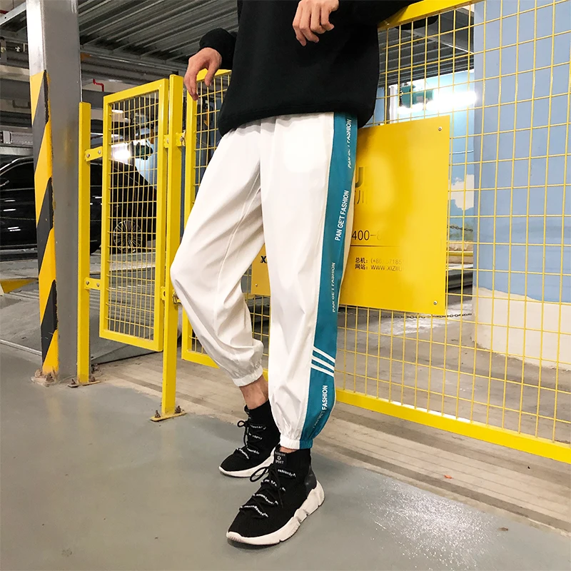 Для мужчин s хип хоп Премиум Slim Fit спортивные штаны для бега с цветными блоками