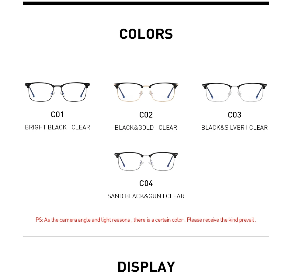 BANMAR Men Optical Frames Anti Blue Rays Eyeglasses Frames Rack Commercial Glasses Fashion Eyeglasses Frame Myopia Frames A1828