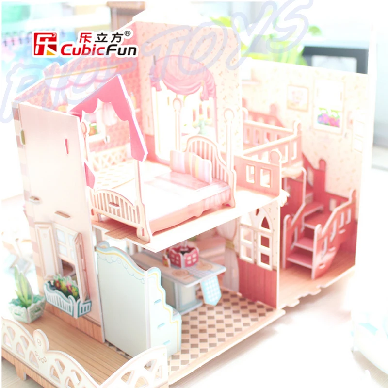 Красивый подарок бунгало кукольный домик 3D головоломки светодиодный ным
