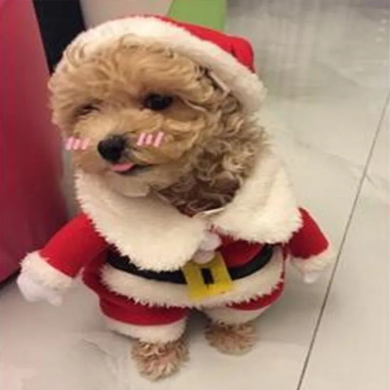 Новогодние товары Cat Одежда Собака Костюм Кошки Костюмы Санта-Клауса зима Новогодние товары Pet пальто одежда из хлопка для кошки собаки 27S2