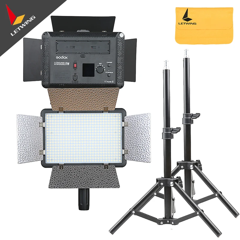 2X Godox LED500LR 5600K студийный видео свет с отражателями + пульт дистанционного