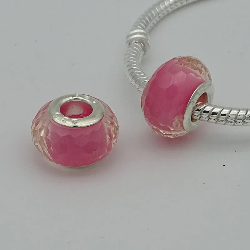 Candy Pink Смешанные цвета 12 шт./лот граненое муранское стеклянные бусины из хрусталя амулеты подходят к европейской Пандоре браслеты ожерелья - Цвет: Candy Pink