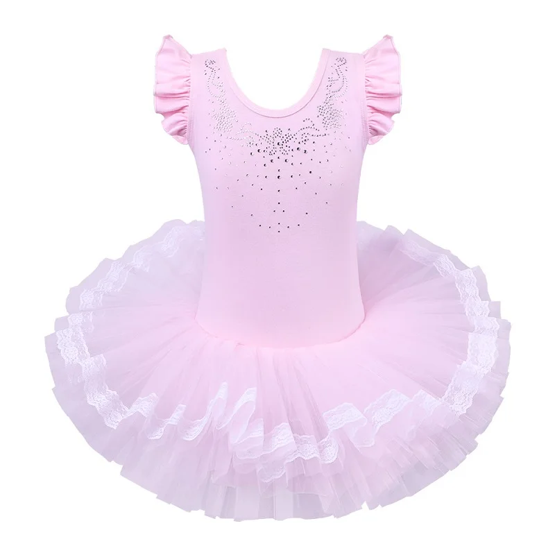 B094 diamond pink BAOHULU/хлопковое балетное платье-пачка для девочек, танцевальное платье, балетное трико, детская танцевальная пачка, розовая балерина, костюм - Цвет: B094 diamond pink