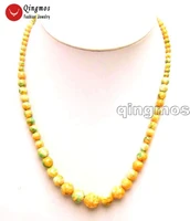 qingmos natural agates necklace for women with 4 12mm round yellow multicolor 18 agates chokers necklace jewelry colar nec5861