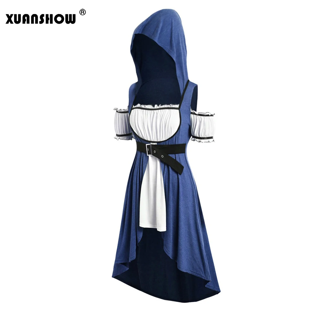 XUANSHOW Robe Ete 2019 Femme с открытыми плечами Лоскутные Женские винтажные толстовки