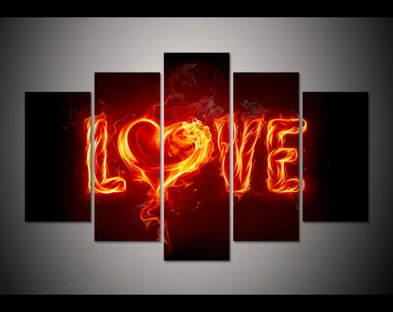 Картина на холсте с принтом Красного огня 5 панелей | Дом и сад