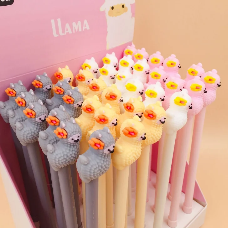 4 шт./компл. Kawaii гелевые ручки мультфильм Силиконовые Альпака черный Цветной гелевые ручки для написания милые канцелярские офисные школьные принадлежности, блокноты