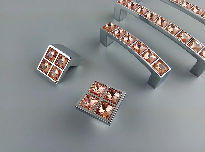 Настоящее Хрустальное стекло оранжевая Алмазная ручка мебельная фурнитура