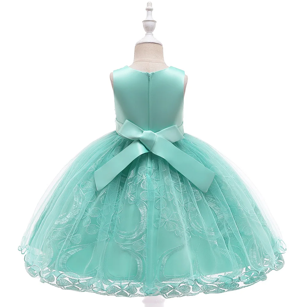 2019 New One Piece Dress Kids Clothing Gown Evening for Baby Girl Children Lace Dresses Patterns Floral Maxi Blue | Детская одежда и