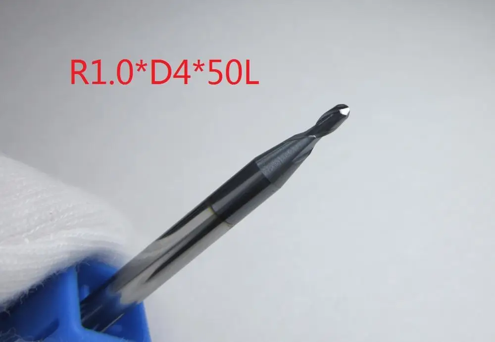 CAB2-R1.0-45 1PC HRC45 Carbide Ball Nose End Mills CNC machine ballnose milling cutter Diameter 1mm 4mm 6mm 10mm 16mm 20mm 45HRC freeshipping - Cutting Edge Length: CAB2-R1.0-45