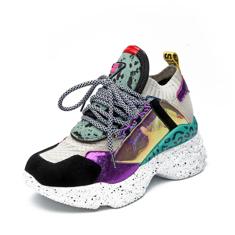 Женские кроссовки FEDONAS на плоской подошве из коровьей кожи с перекрестной