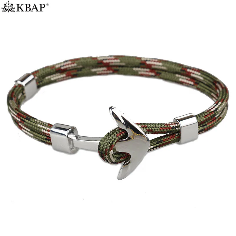 KBAP женский мужской серебряный браслет с Якорной веревкой Браслет-манжета