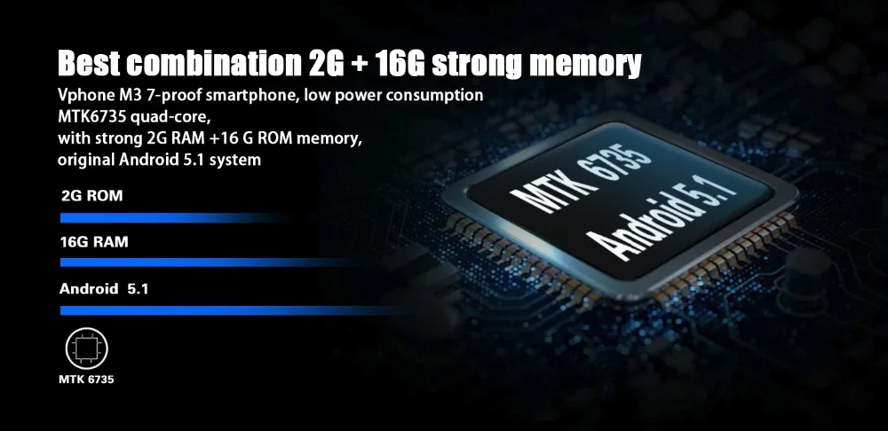 НОВЫЙ M3 Смартфон 5.0 Дюймов Android 5.1 MTK6735 Quad Core IP67 Водонепроницаемый Мобильный