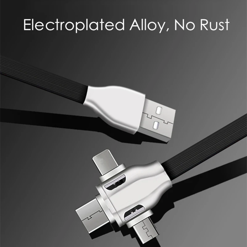 3 в 1 кабель USB светильник плоский кабель Micro usb type-C кабель для huawei Xiaomi Redmi samsung USB кабель для iPhone XR X XS MAX