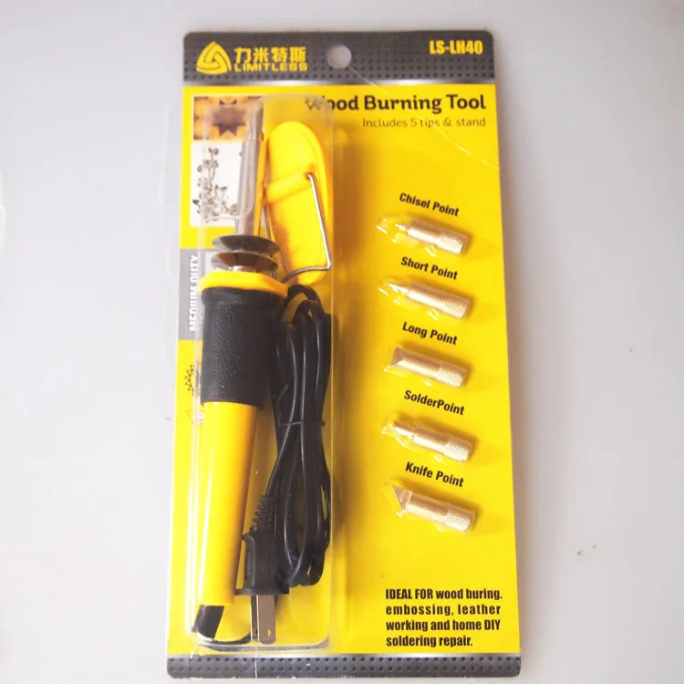 

110 40W US PLUG DIY Pyrography Tool Craft Woodburning Solder Pen Wood Burning Pen Electric Soldering Iron Tool Set with 5 Nozzl