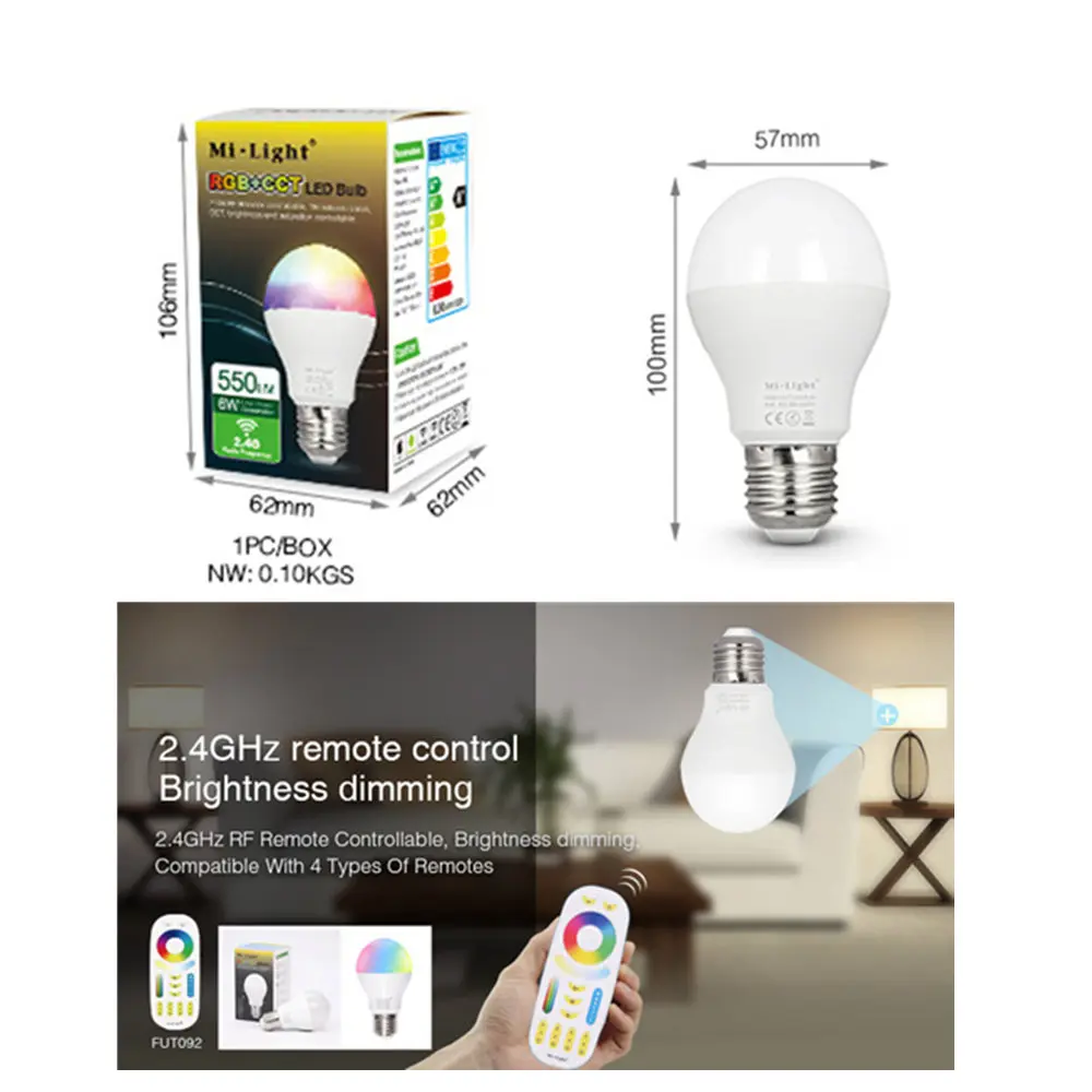 Светодиодный потолочный светильник E27 6 Вт RGB + CCT Ми светодиодный лампы AC 85 V-265 V 2 4 г
