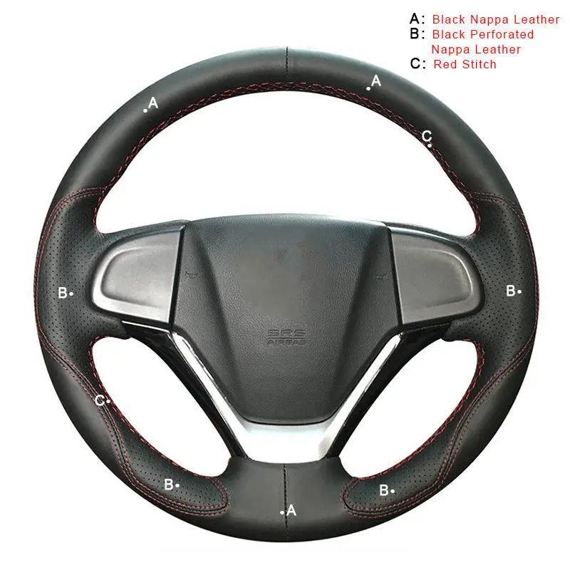 Top Layer Leather Авто оплетка на руль Крышка для Honda CRV CR-V 2012- ручной швейный чехол рулевого колеса автомобиля аксессуары для интерьера - Название цвета: Top Layer Leather