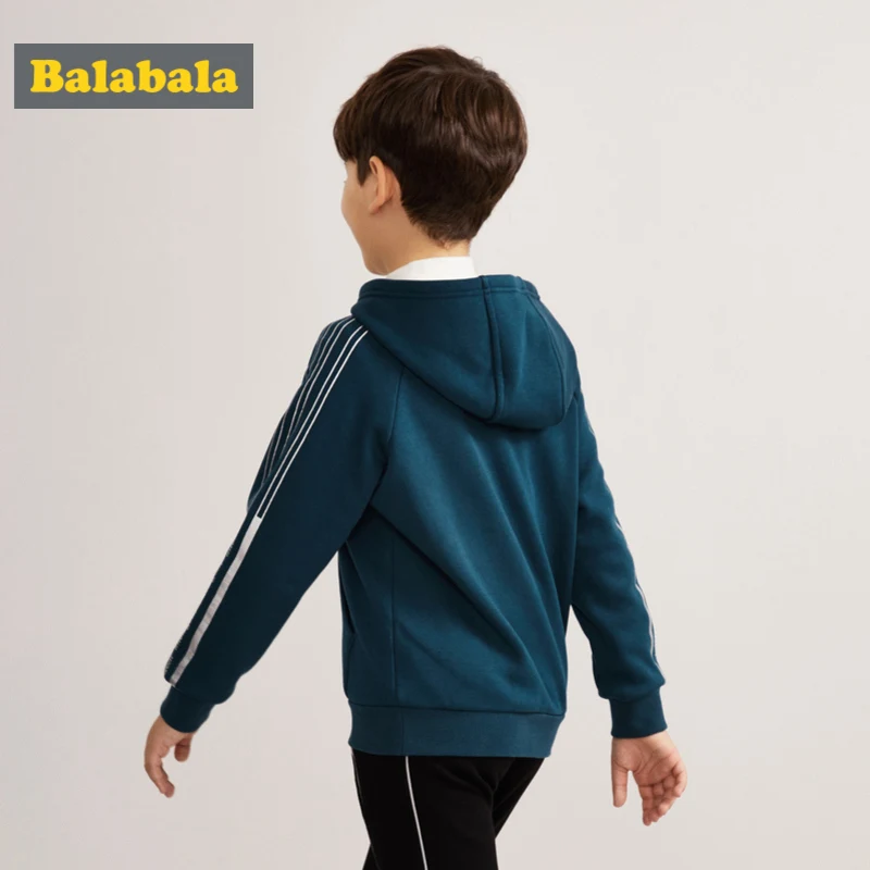 Balabala/толстовка с капюшоном на флисовой подкладке и длинными рукавами в полоску с карманом-кенгуру для мальчиков