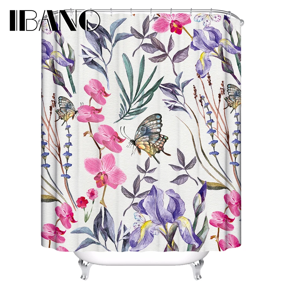 

Colorful More Than Flowers Shower Curtain Waterproof Polyester Fabric Curtain For The Bathroom With 12 Hooks