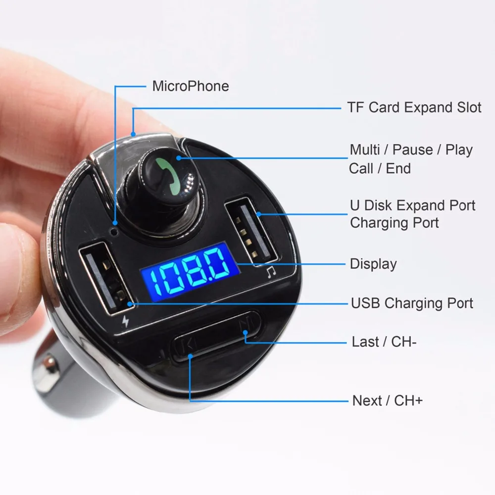 Автомобильный комплект громкой связи AGETUNR Bluetooth FM передатчик MP3 музыкальный плеер