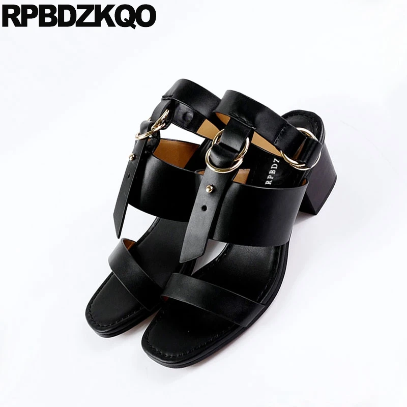 Slingback насосы ремешки высокий каблук толстый винтажные сандалии для гладиаторов