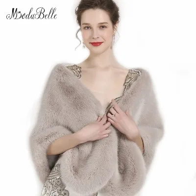 Modabelle белые свадебные накидки с искусственным мехом шаль на плечо свадебное