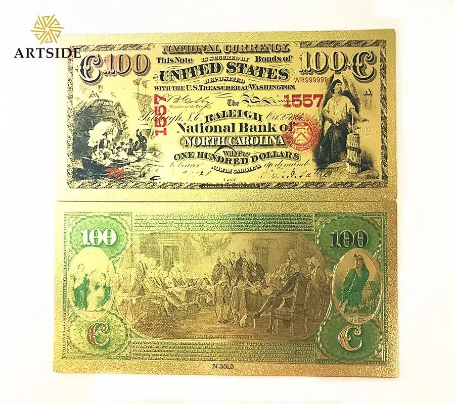 USD 100 1875 Золотая банкнота, золотой доллар США Поддельные Банкноты - Цвет: USD 100 1875