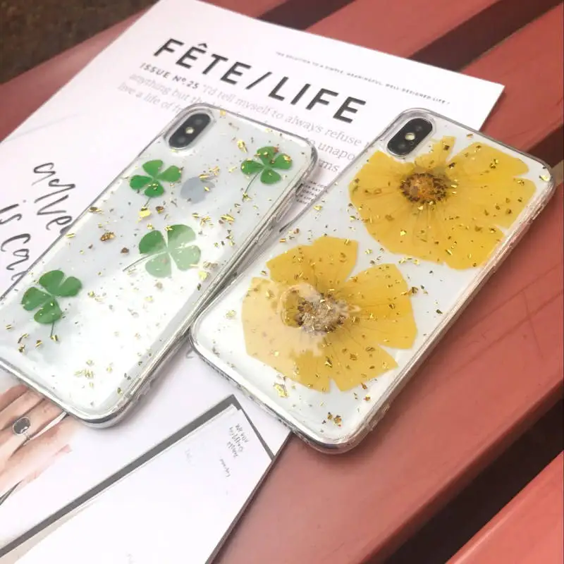 Small Daisy Everlasting Flower Clover For Iphone 6 6S 7 8plus X Xs Xr Xsmax Soft Shell Phone Case |