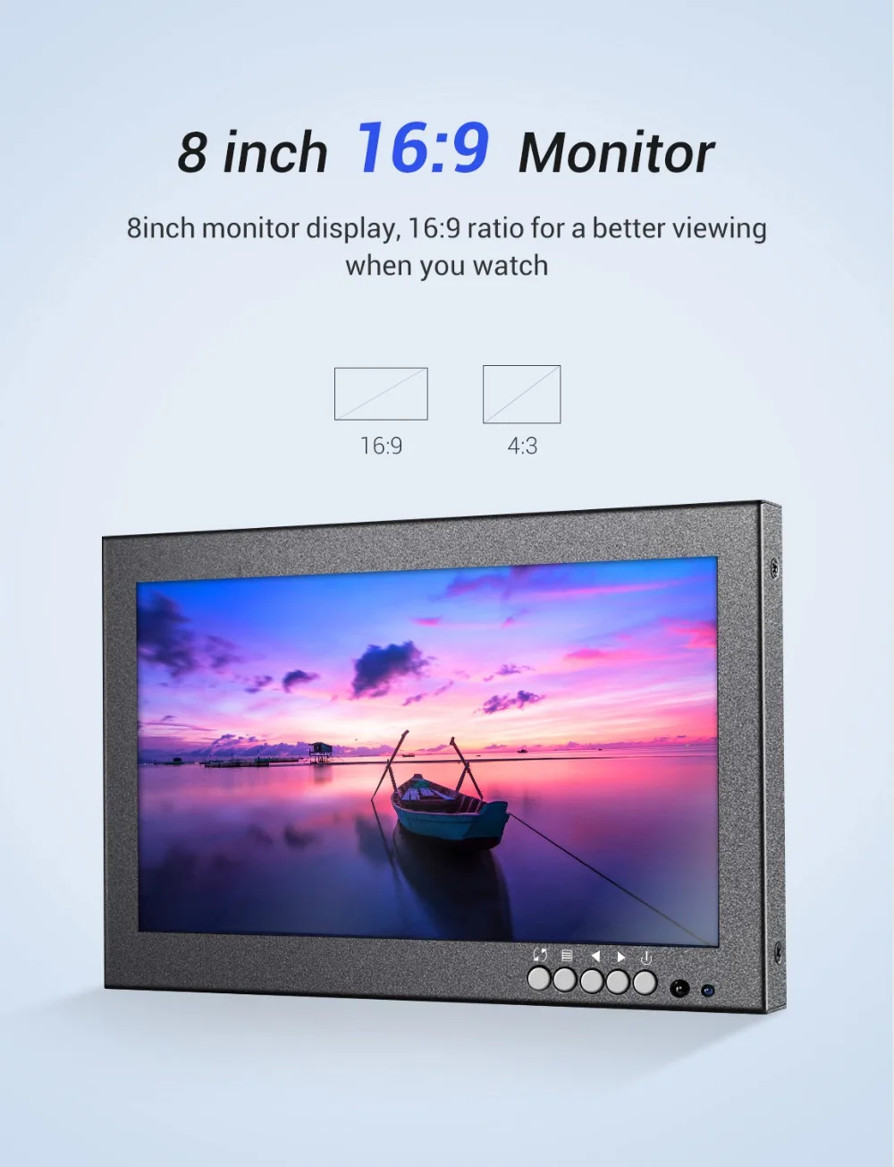 EYOYO EM08G 8 дюймов 1280*720 ips HDMI монитор разрешение Поддержка VGA/AV/BNC/Говорящий вход для ПК ТВ система видеонаблюдения камера безопасности Raspberry
