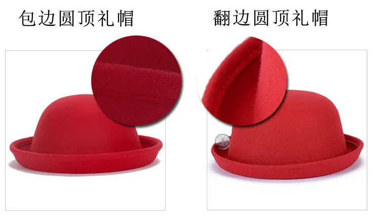 Cute Red Spring Autumn Vintage Dome women fedoras Women's Hat Children Feeling Hat Church Mother and Daughter Hats sun caps