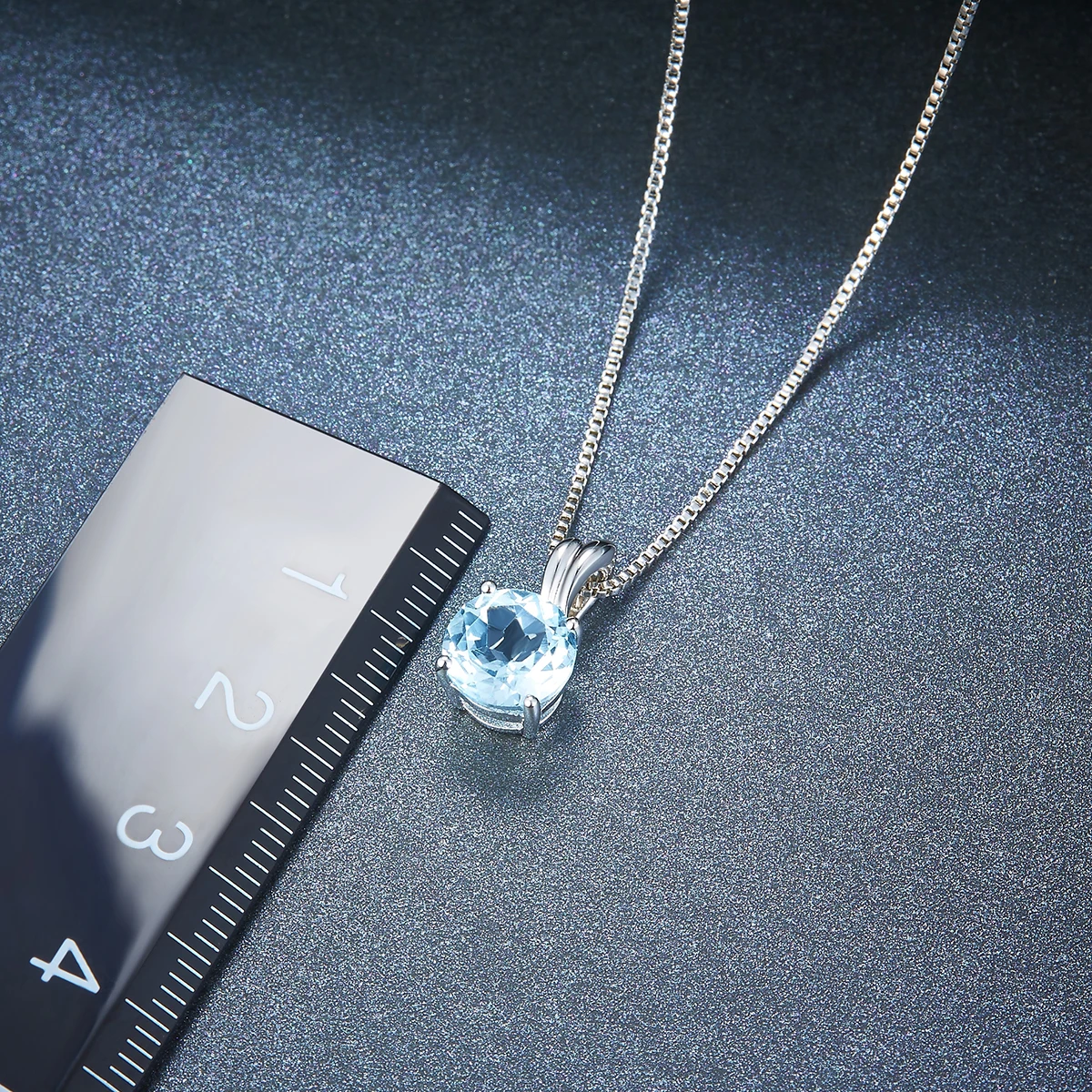 Природный камень голубой топаз Твердые стерлингового серебра 925 Цепочки и