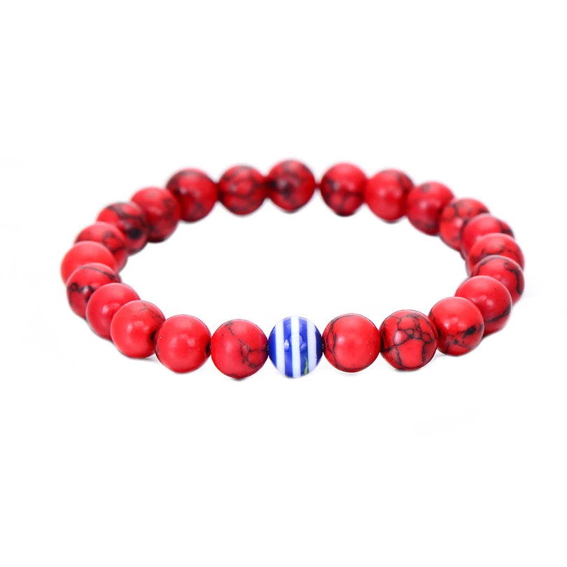 red blue Радужный Браслет Pipitree, 7 цветов, модные, 8 мм, матовые, натуральный камень, бусины, браслеты и браслеты для мужчин, ювелирные изделия,, Прямая поставка - Окраска металла: red blue