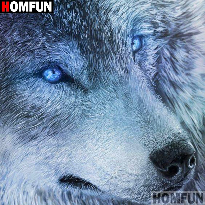 HOMFUN полный квадратный/круглый дрель 5D DIY Алмазная картина "Животные волк" 3d-бриллиантовая вышивка крестиком домашний декор A19231