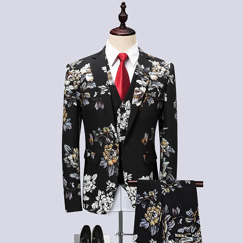 

(Suit + Trousers + Vest) new Korean version of the Three-piece Suit tide Boy Korean Host Show Dress Groom Nightclub set
