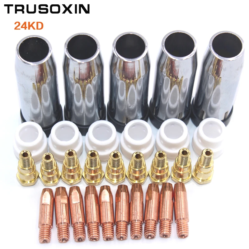

40pcs consumables Tip+electrode+shield cups swir gas ring of the Binzel MIG MAG 24KD torch use for MIG MAG welding machine