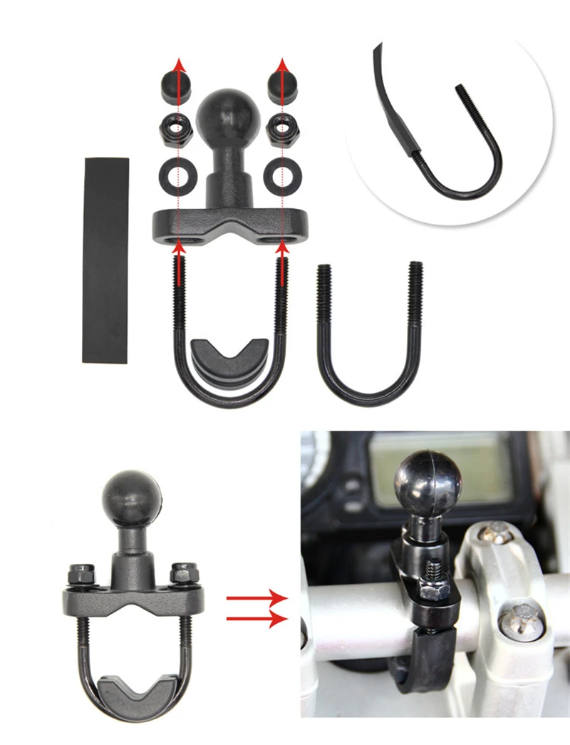 Mototcycle держатель на руль/крепление 1 дюйм шаровой u образной формы руль для