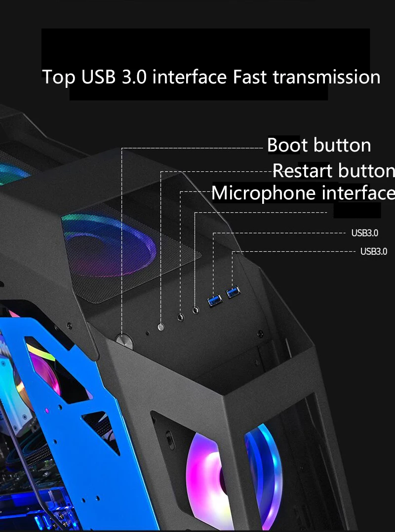 222*500*585 мм водяное охлаждение игровое шасси специальная форма RGB PC Mainframe боковой прозрачный чехол gamer gabinete computador