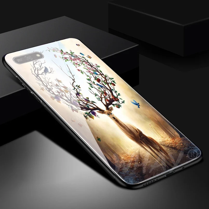 Стеклянный чехол для Huawei Honor 7A с роскошным узором P20 Pro P Smart Cover Mate 10 Lite 9 Y6 2018 |