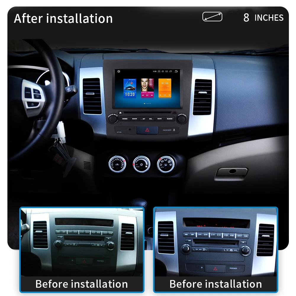 2 din Car android gps радио для Mitsubishi Outlander 2007 2008 2009 2010 2011 2012 2013 ips Экран, 4 Гб+ 32 ГБ, Android 8,0 8-ядерный