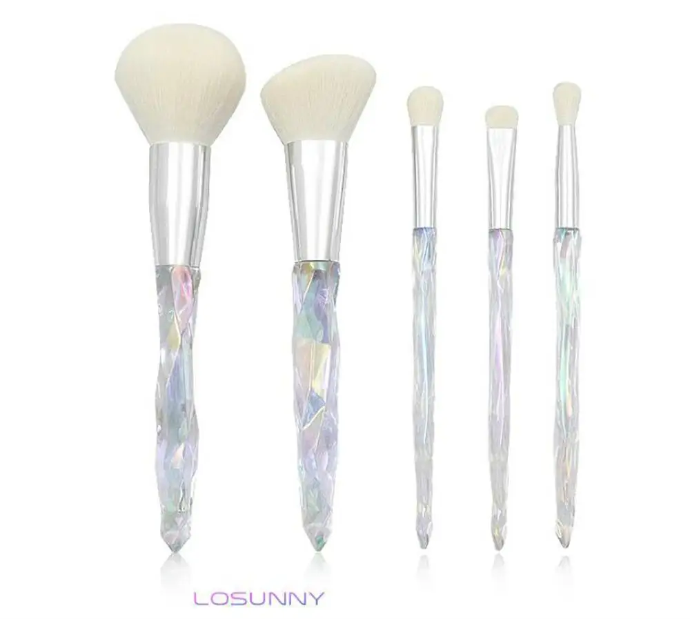 white-white LOSUNNY 5 шт. прозрачная Cystal Алмазная ручка набор кистей для макияжа кисть для глаз ПВХ упаковочные принадлежности для макияжа белая ручка - Handle Color: white-white