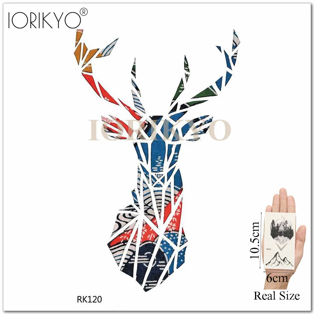 Iorikio, геометрические треугольники, планета, Временные татуировки, женская мода, черный моль, водостойкие татуировки, мужские, луна, рука, НЛО, тату, наклейка - Цвет: IRK120