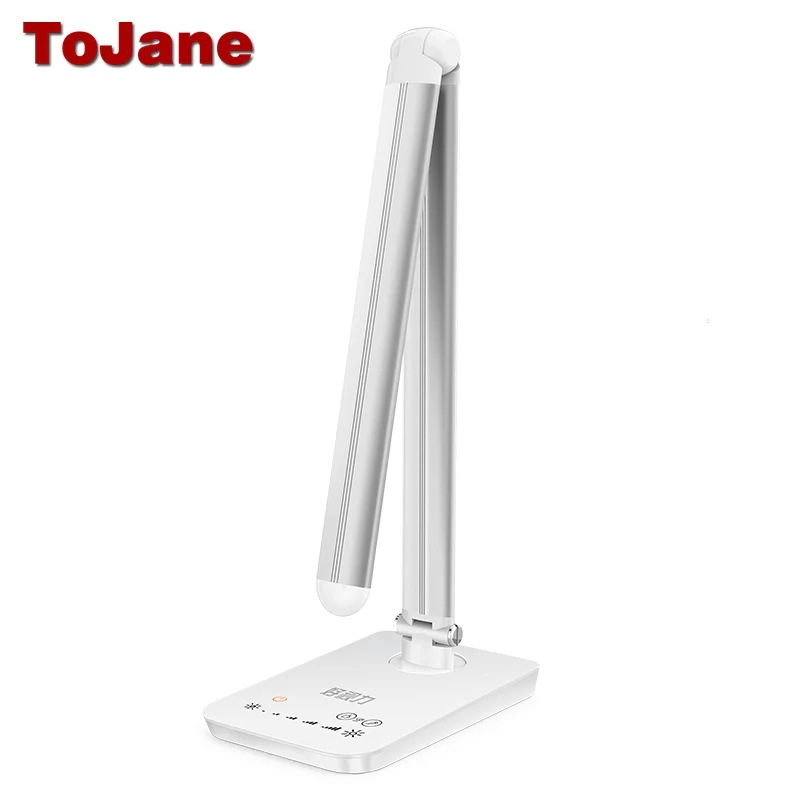 ToJane TG-168 настольная лампа 5 цветовых режимов x 7 Dimable уровней светодио дный Светодиодная настольная лампа для чтения 8 Вт eyсветодио дный E-friendly Светодиодная настольная лампа металл USB свет - Цвет корпуса: Silver