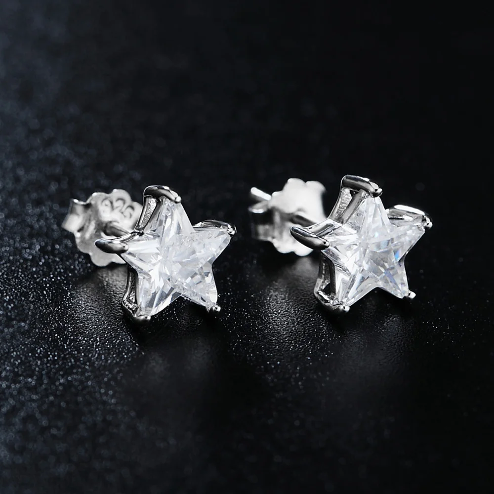 Женские серьги-гвоздики из стерлингового серебра 925 пробы с инкрустацией фианита