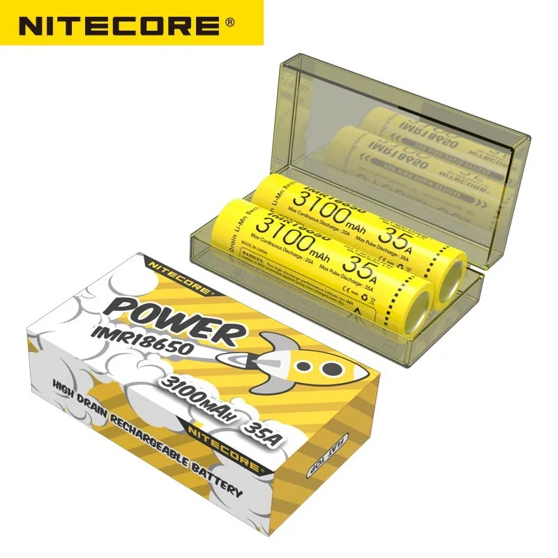 

Nitecore IMR18650 3100mAh 35A 3.7v FLAT TOP Rechargeable Battery